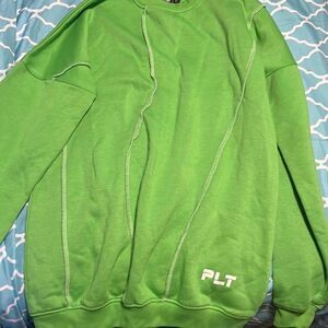Green and white PLT crewneck sweatshirt